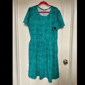 PLUS LLR LuLaRoe Amelia Textured Fit n Flare Dress 3XL 3X 24 24W